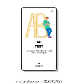 Ab Test Vector. Split Hypothesis, Traffic Web, Optimization Comparison, Business Data Research Ab Test Character. People Flat Cartoon Illustration