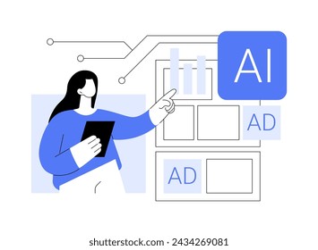 A-B Testing and AI-Refined Marketing abstract concept vector illustration. Marketing and Advertising. Optimize A-B tests, marketing performance based on results AI Technology. abstract metaphor.