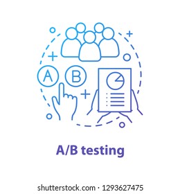A/B Testing Concept Icon. Lead Generation. Advertising Campaign Idea Thin Line Illustration. Digital Marketing Metrics, Tools. Vector Isolated Outline Drawing