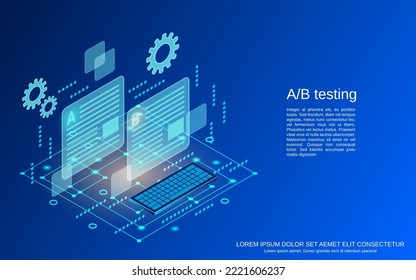 AB testing, content analysis 3d isometric vector concept illustration