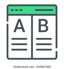 AB testing flat line design, SEO and web flat design for mobile concepts and web apps. Collection of modern infographic logo and pictogram.