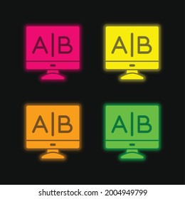 Ab Testing four color glowing neon vector icon