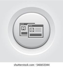 A-B Testing Icon. Business and Finance. Isolated Illustration. Two web pages to testing a b variations. Grey Button Design.