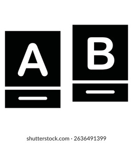A-B Testing icon Flat outline fill black and white