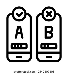 AB testing icon line style transparent