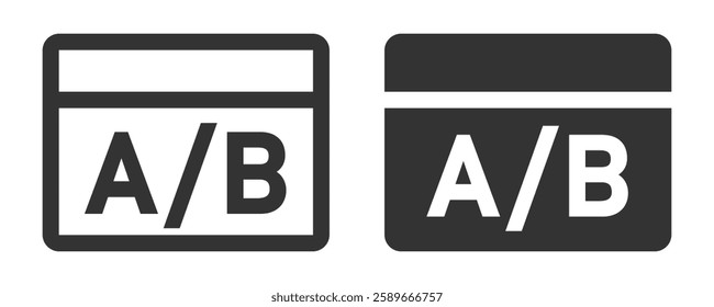 AB testing icon, minimalistic design. Vector illustration.