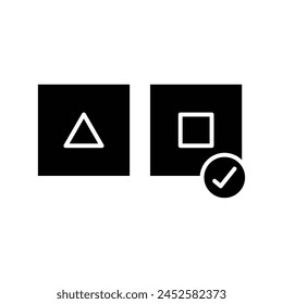 AB testing icon. Simple solid style. A, B, test, ab, split, hypothesis, choice, user, usability, business, technology concept. Black silhouette, glyph symbol. Vector illustration isolated.