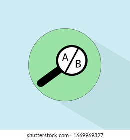 A/B Testing icon. User centered design flat vector illustration. Data visualization design element. Flat design style modern user experience icon.