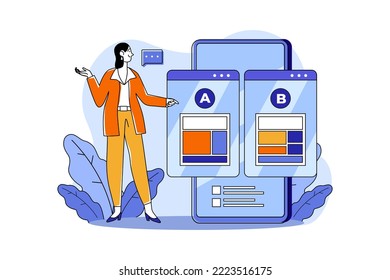 AB Testing Illustration concept on white background