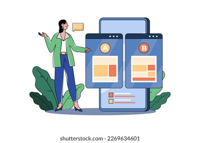 Ab Testing Illustration concept on white background