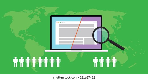 ab testing with laptop or desktop pc and people choosing side