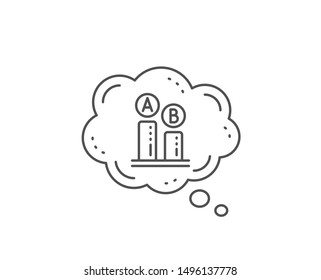 Ab testing line icon. Chat bubble design. Ui test chart sign. Outline concept. Thin line ab testing icon. Vector