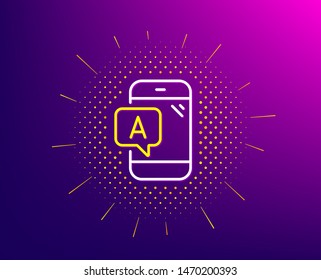 Ab testing line icon. Halftone pattern. Ui phone test sign. Gradient background. Ab testing line icon. Yellow halftone pattern. Vector