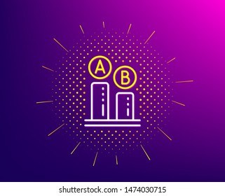 Ab testing line icon. Halftone pattern. Ui test chart sign. Gradient background. Ab testing line icon. Yellow halftone pattern. Vector