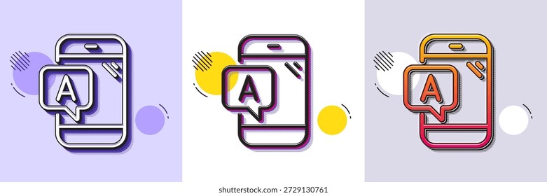 Ab testing line icon. Halftone dotted pattern. Gradient icon with grain shadow. Ui phone test sign. Line ab testing icon. Various designs. Vector