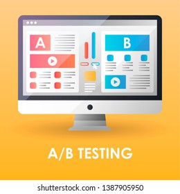 AB testing optimization website flat color icon. Web Platform Comparison. Split testing template. Symbol for web page, mobile app, banner, smm, ad. Pictogram UI/UX user interface. Vector illustration.