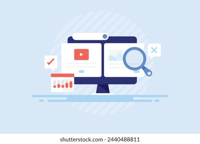 AB testing software, Business running AB testing campaign on web, AB testing analysis report, Landing page testing, Split test - vector illustration with icons