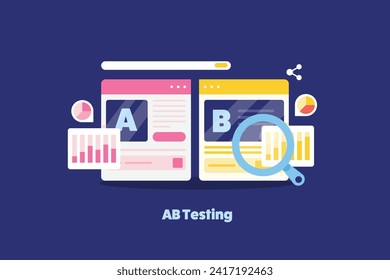 AB testing, Split testing, AB testing analysis, landing page performance monitoring - vector illustration background with icons - Powered by Shutterstock - Get 15% off with code: PIKWIZARD15