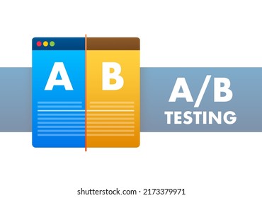 AB testing, split test. Bug Fixing, User Feedback. Homepage landing page template. Vector stock illustration.