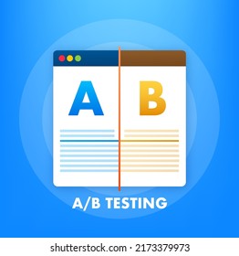 AB testing, split test. Bug Fixing, User Feedback. Homepage landing page template. Vector stock illustration.