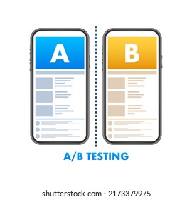 AB testing, split test. Bug Fixing, User Feedback. Homepage landing page template. Vector stock illustration.