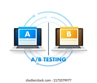 AB testing, split test. Bug Fixing, User Feedback. Homepage landing page template. Vector stock illustration.