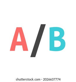 AB testing or split test. UX, product design, decision, optimization, choice concept. Flat design. EPS 8 vector illustration, no transparency, no gradients