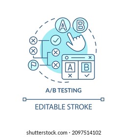AB testing turquoise concept icon. Customer behavior. Digital marketing abstract idea thin line illustration. Isolated outline drawing. Editable stroke. Roboto-Medium, Myriad Pro-Bold fonts used