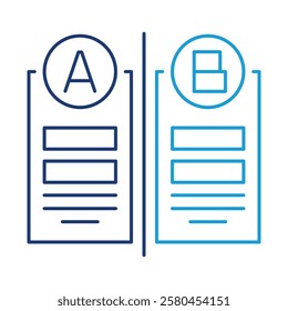 AB Testing – Two Pages with Variants Icon Representing Testing Different Versions of Web Pages for Better Conversion Rates