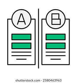 AB Testing – Two Pages with Variants Icon Representing Testing Different Versions of Web Pages for Better Conversion Rates