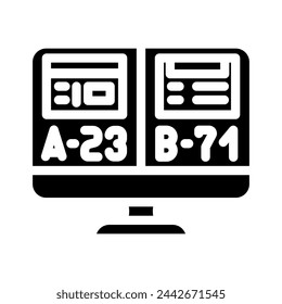 ab testing ux ui design glyph icon vector. ab testing ux ui design sign. isolated symbol illustration