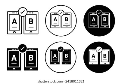 A-B Testing vector icon set collection. A-B Testing Outline flat Icon.
