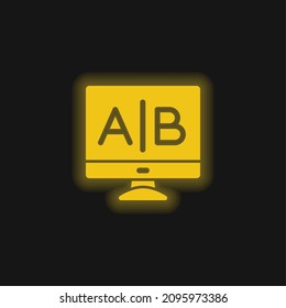 Ab Testing yellow glowing neon icon
