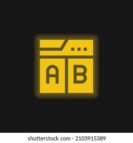 Ab Testing yellow glowing neon icon