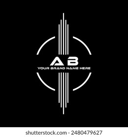 AB diseño de logotipo moderno de tres letras sobre fondo de color negro
