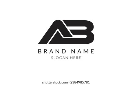 ab unique black letter logo template design.
