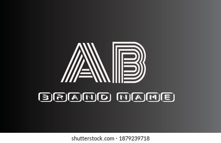 AB vector logo design for brand with white and black colors