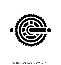 ab wheel fitness tool glyph icon vector. ab wheel fitness tool sign. isolated symbol illustration