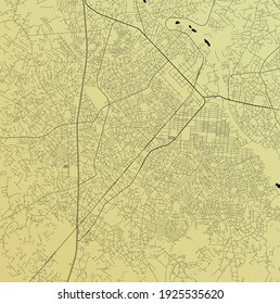 Aba, Abia, Nigeria (NGA) - Urban vector city map with parks, rail and roads, highways, minimalist town plan design poster, city center, downtown, transit network, street blueprint
