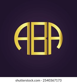 Logotipo inicial ABA Letras maiúsculas Cores douradas.