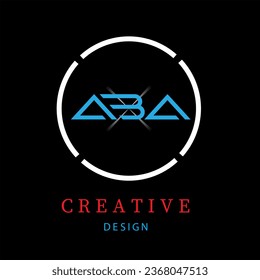 ABA Letter shape. Design of the letters ABA in a circle. ABA letters in a stylish font.  Circle the alphabet ABA Concept monogram Symbol for a Letter. A circle logo is created by the three initials.