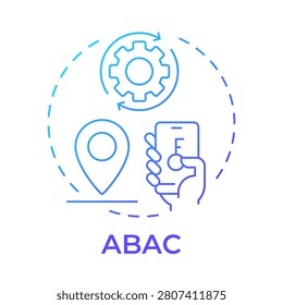 ABAC blue gradient concept icon. Access control framework. Smart enterprise security system. Round shape line illustration. Abstract idea. Graphic design. Easy to use in booklet, infographic