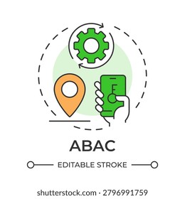 ABAC multi color concept icon. Access control framework. Smart enterprise security system. Round shape line illustration. Abstract idea. Graphic design. Easy to use in booklet, infographic