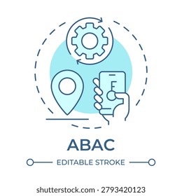 ABAC soft blue concept icon. Access control framework. Smart enterprise security system. Round shape line illustration. Abstract idea. Graphic design. Easy to use in booklet, infographic