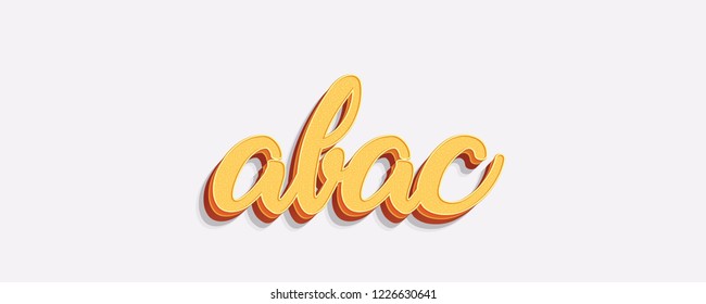 abac word in orange on isolated white background