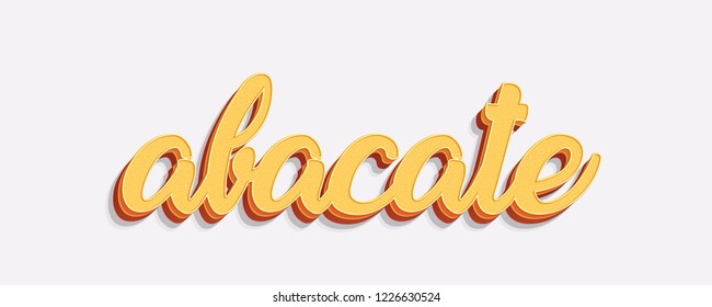  abacate word in orange on isolated white background