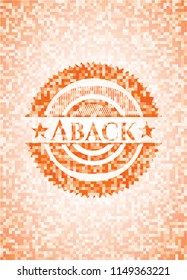 Aback abstract emblem, orange mosaic background