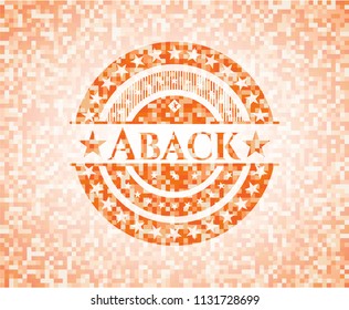 Aback abstract orange mosaic emblem with background