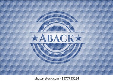 Aback blue hexagon badge.