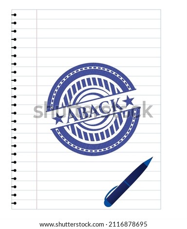 Aback emblem draw with pen effect. Blue ink. Vector Illustration. Detailed. 